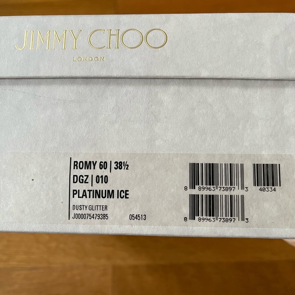 Jimmy Choo Romy Platinum Ice Dusty Glitter Heels - Picture 8 of 9